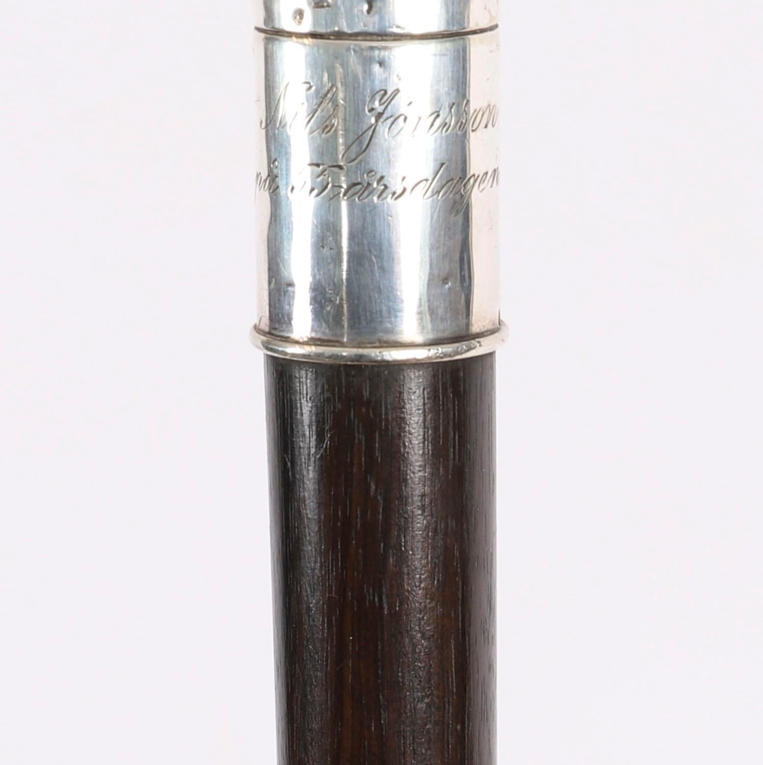 Antique Swedish Silver Walking Cane Stick 90cm/ 35 inch 19th Century en venta 3