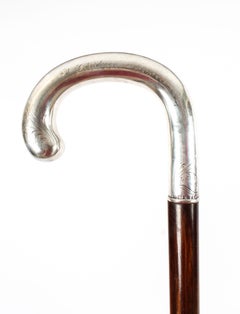 Antique Swedish Silver Walking Cane Stick 20th Century