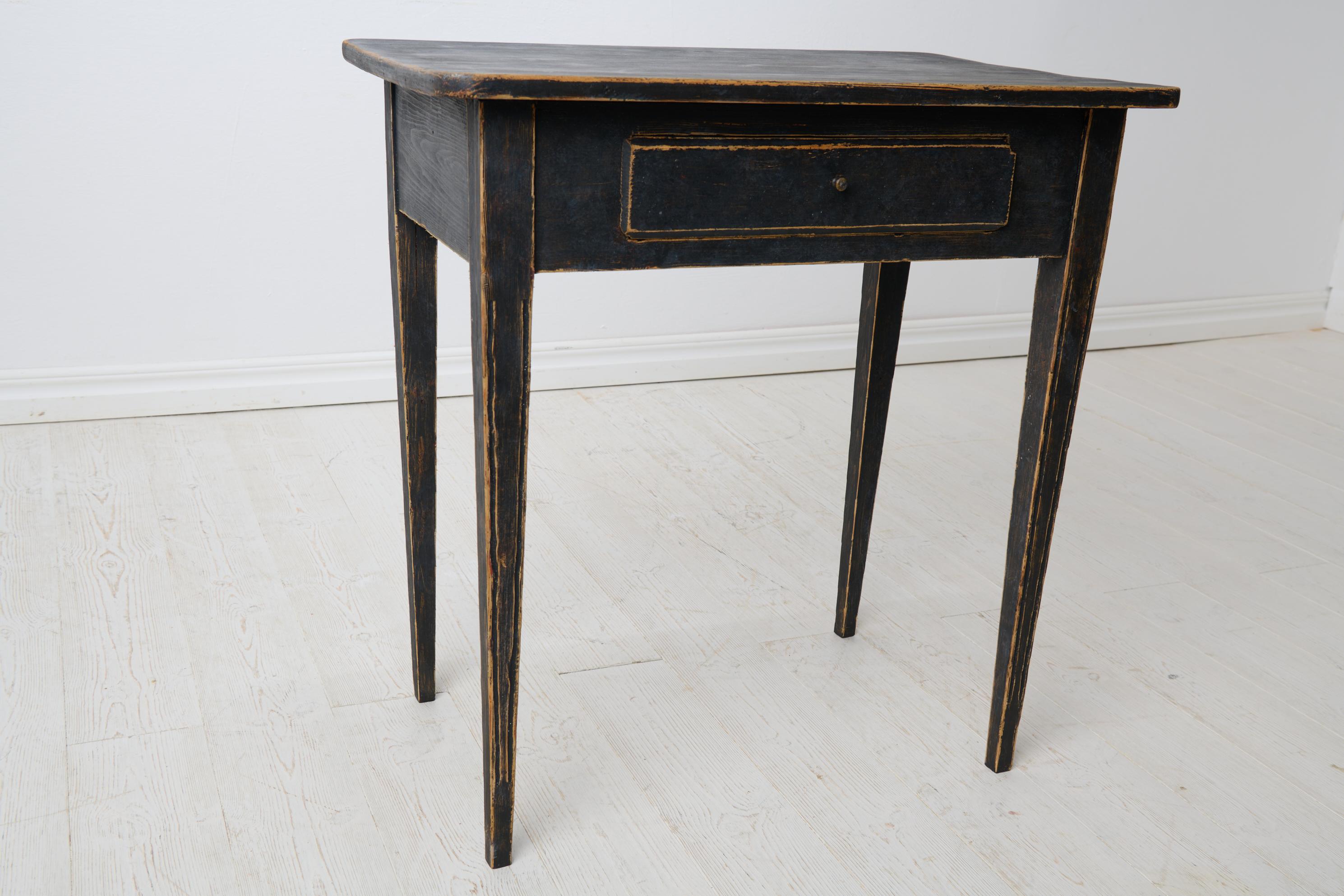 Antique Swedish Small Gustavian Side Table with a Drawer, Distressed Paint For Sale 6
