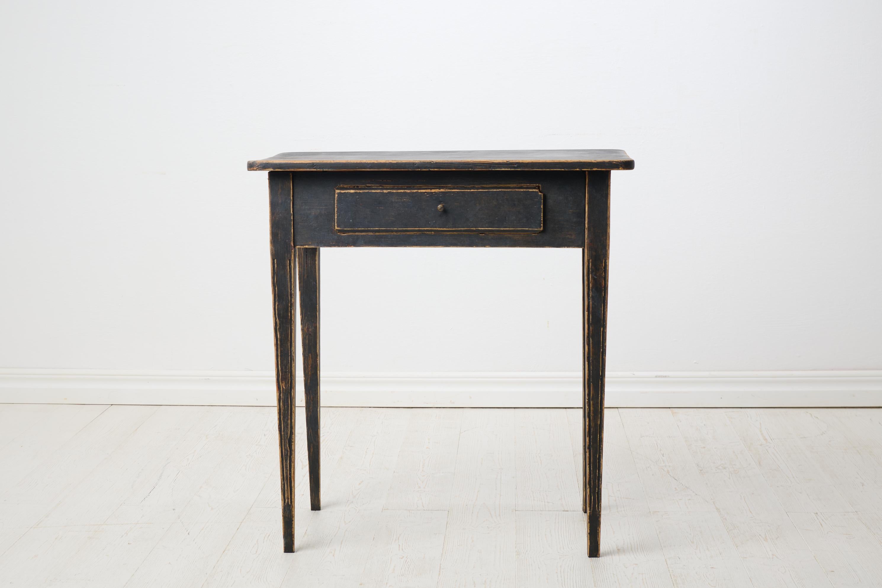 Pine Antique Swedish Small Gustavian Side Table with a Drawer, Distressed Paint For Sale