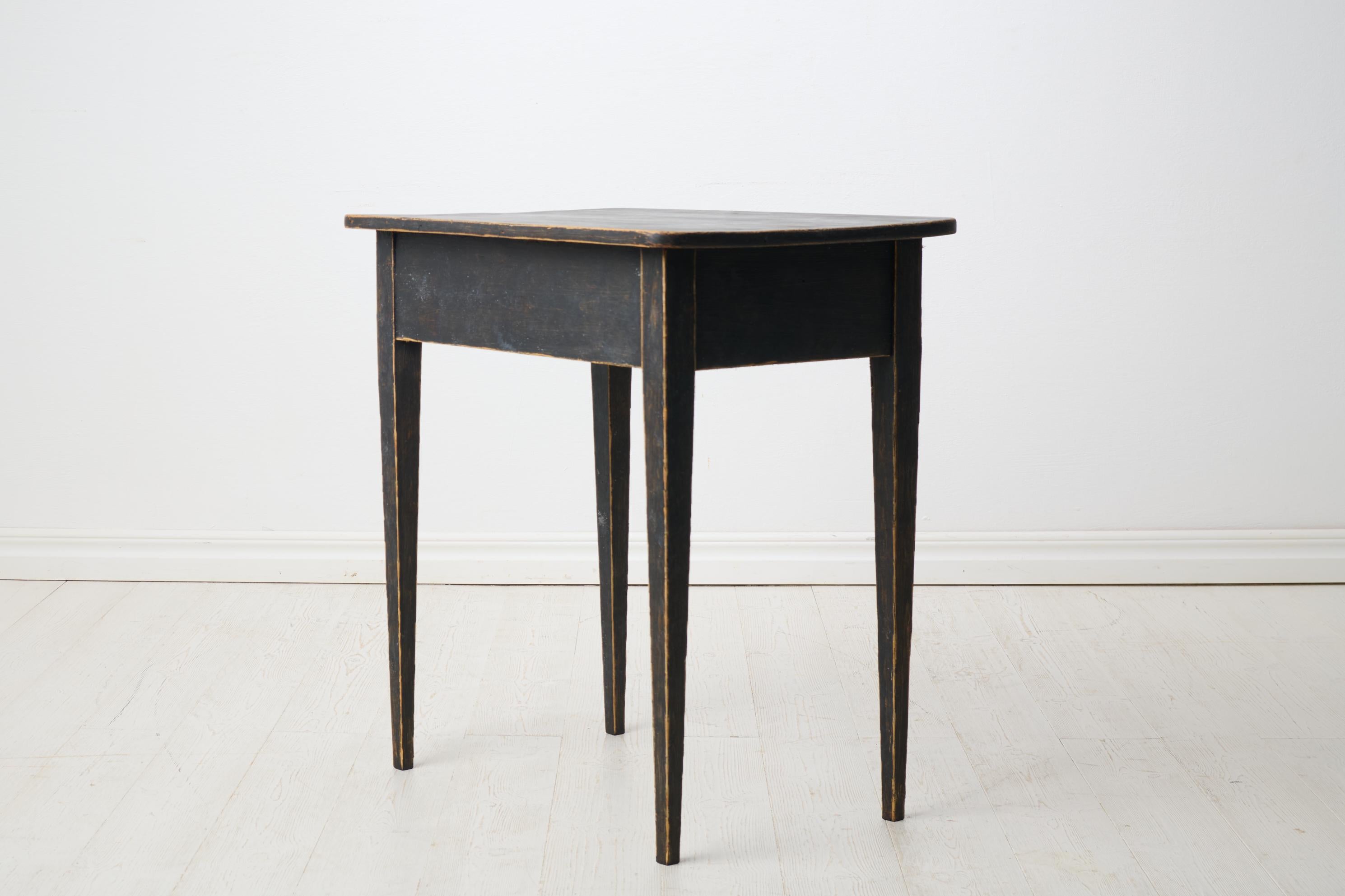 Antique Swedish Small Gustavian Side Table with a Drawer, Distressed Paint For Sale 1