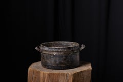 Antique Swedish Soapstone Stone Pot with Hand Wrought Iron and a Genuine Patina