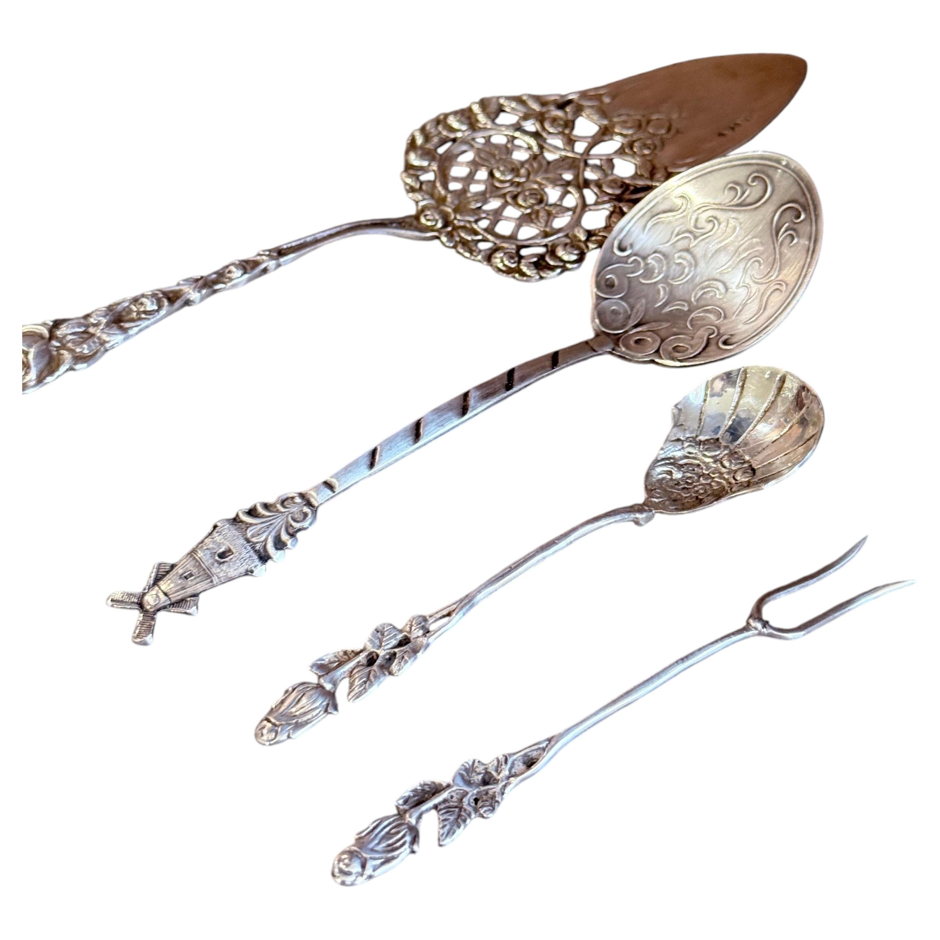 Antique Swedish Sterling Silver Hors d’Oeuvre & Dessert Serving Set, 1949