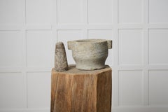 Antique Swedish Stone Mortar, Unusually Large Made by Hand, Solid and Heavy