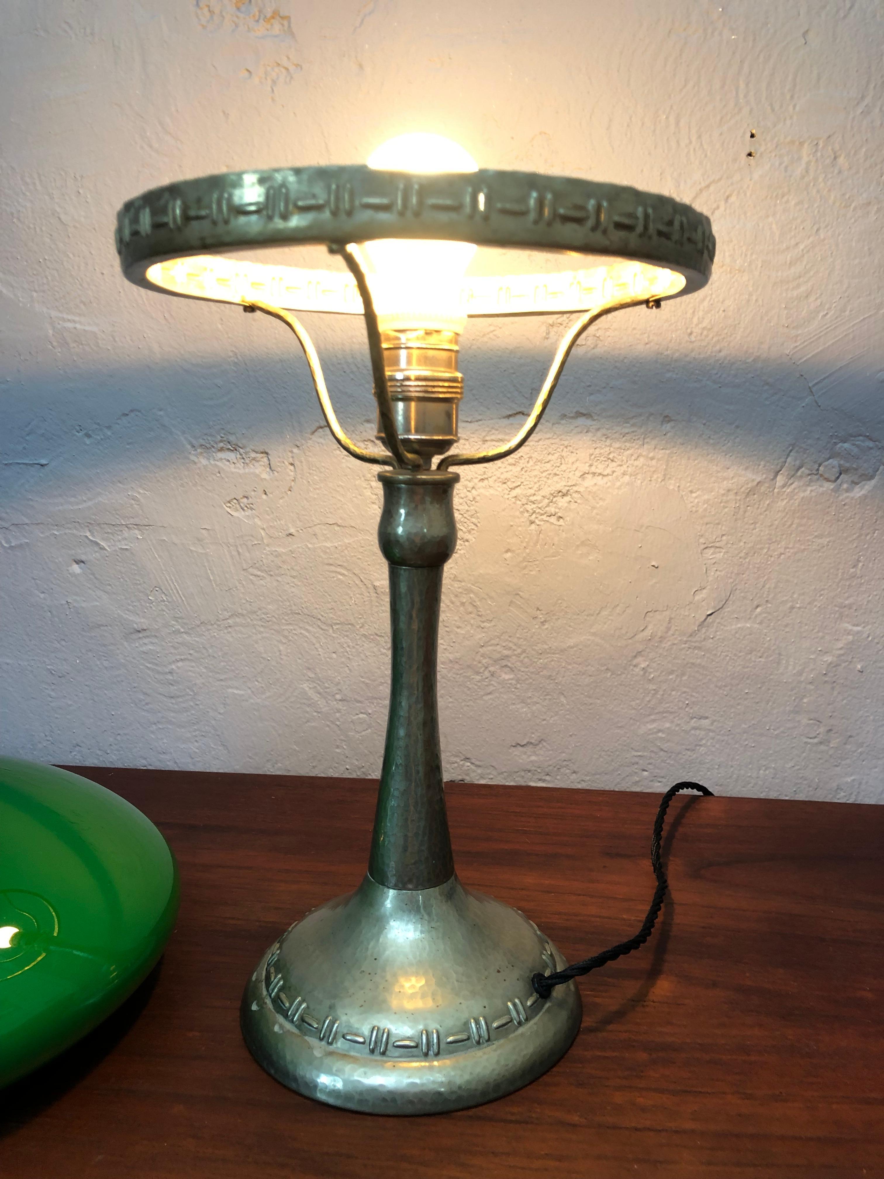 Antique Swedish Strindberg Table Lamp in Nickel Plated Silver For Sale 1