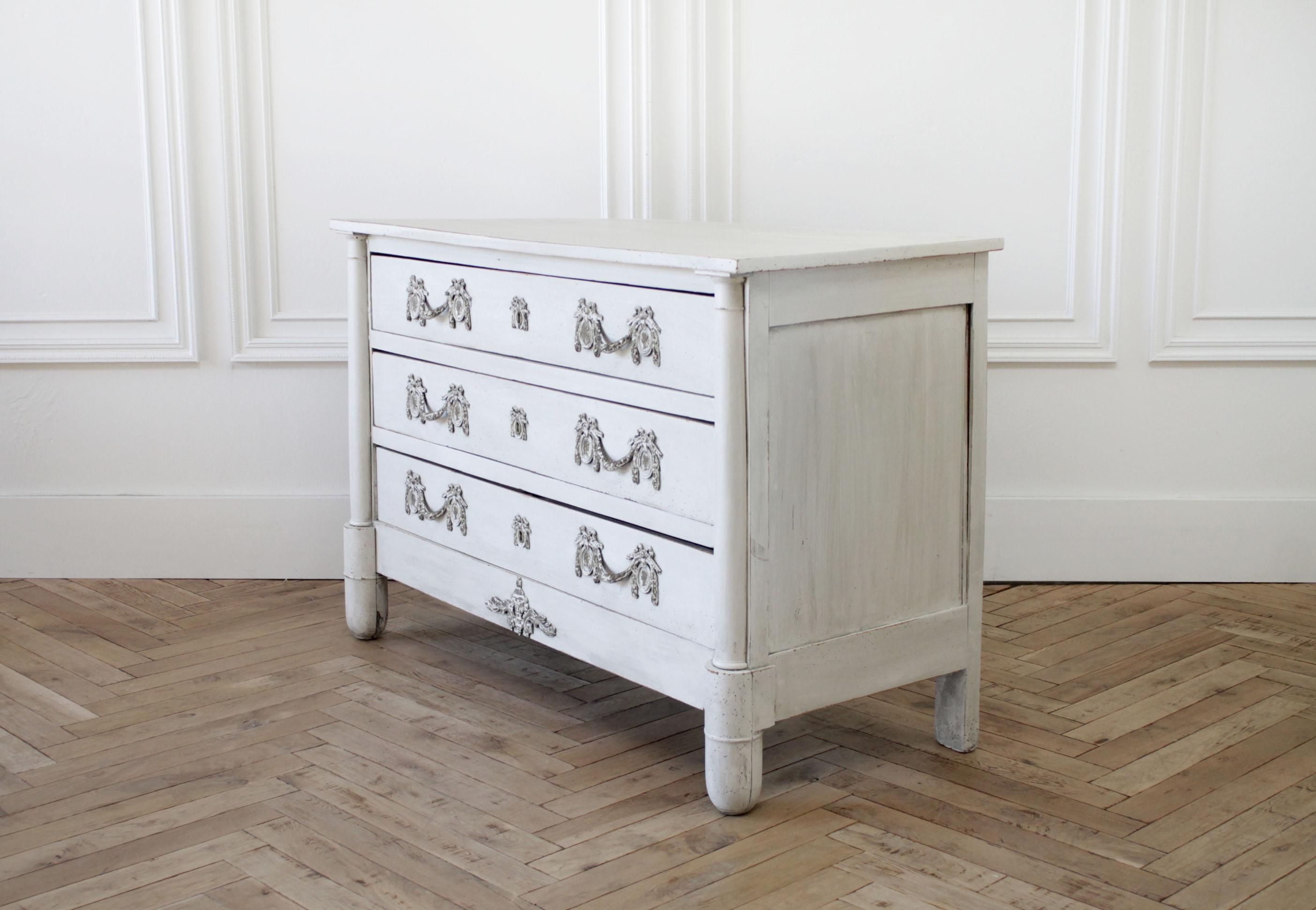 Painted Antique Swedish Style Commode or Chest of Drawers