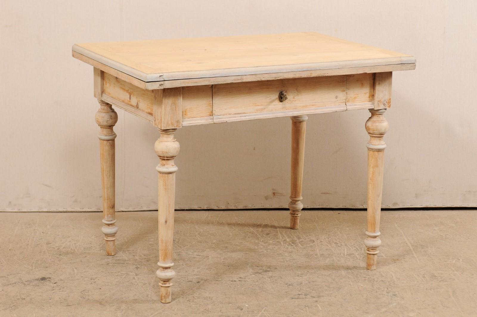 Bleached Antique Swedish Table with Expandable Top