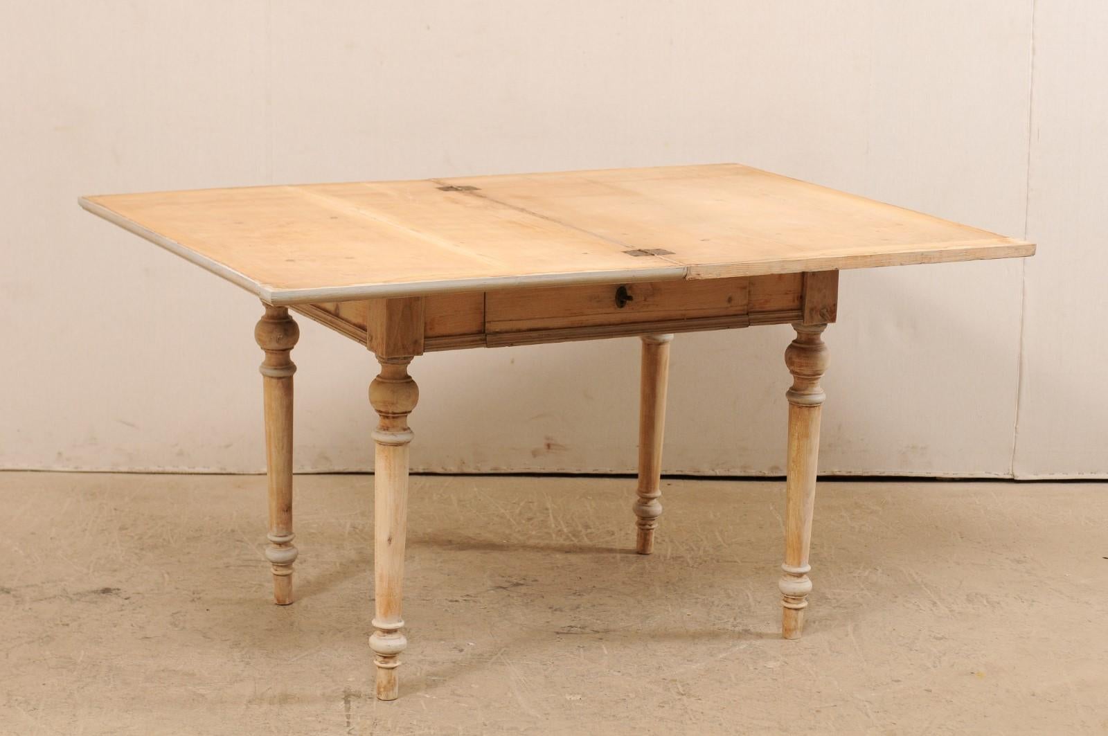 Wood Antique Swedish Table with Expandable Top