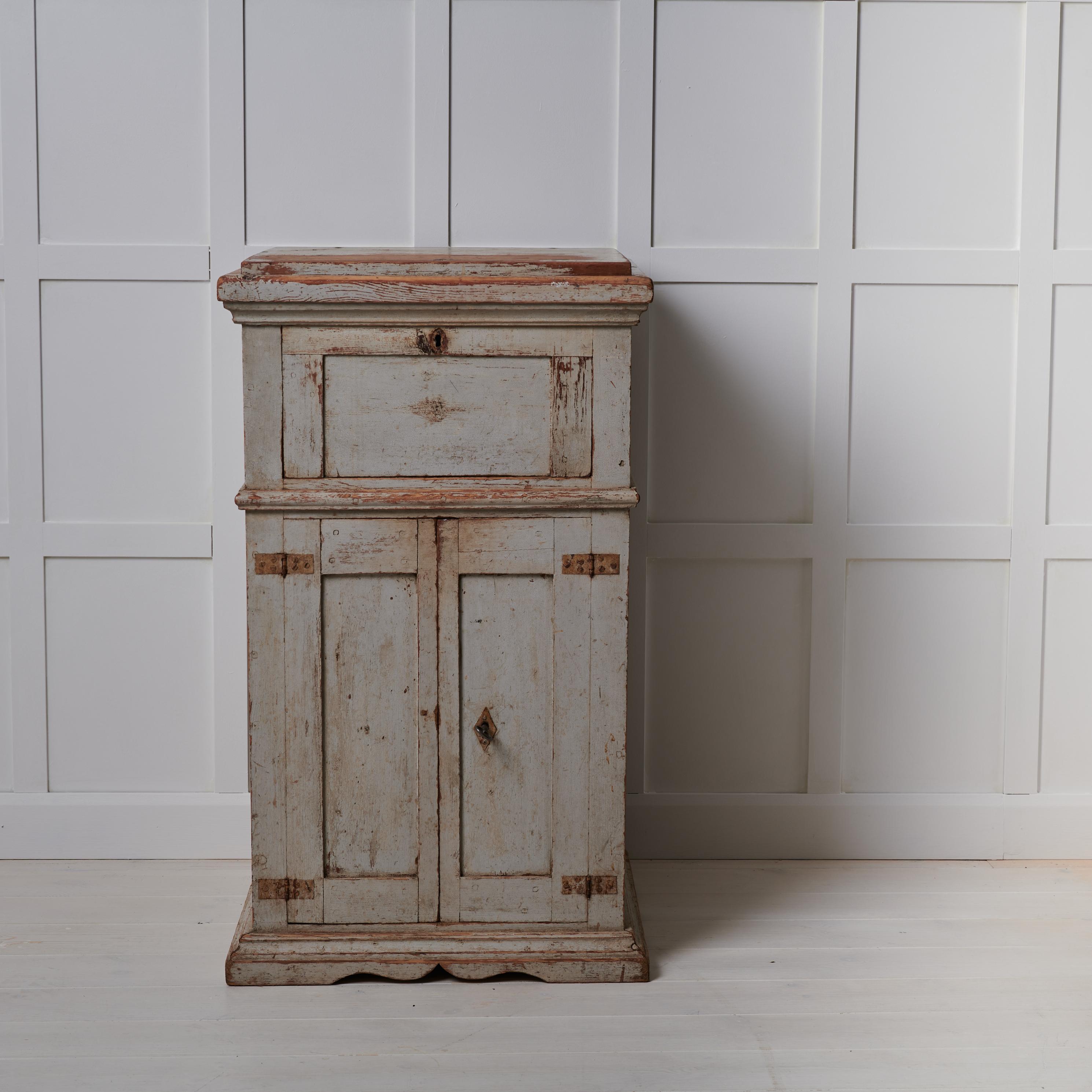 19th Century Antique Swedish Tall and Narrow Original Sideboard For Sale