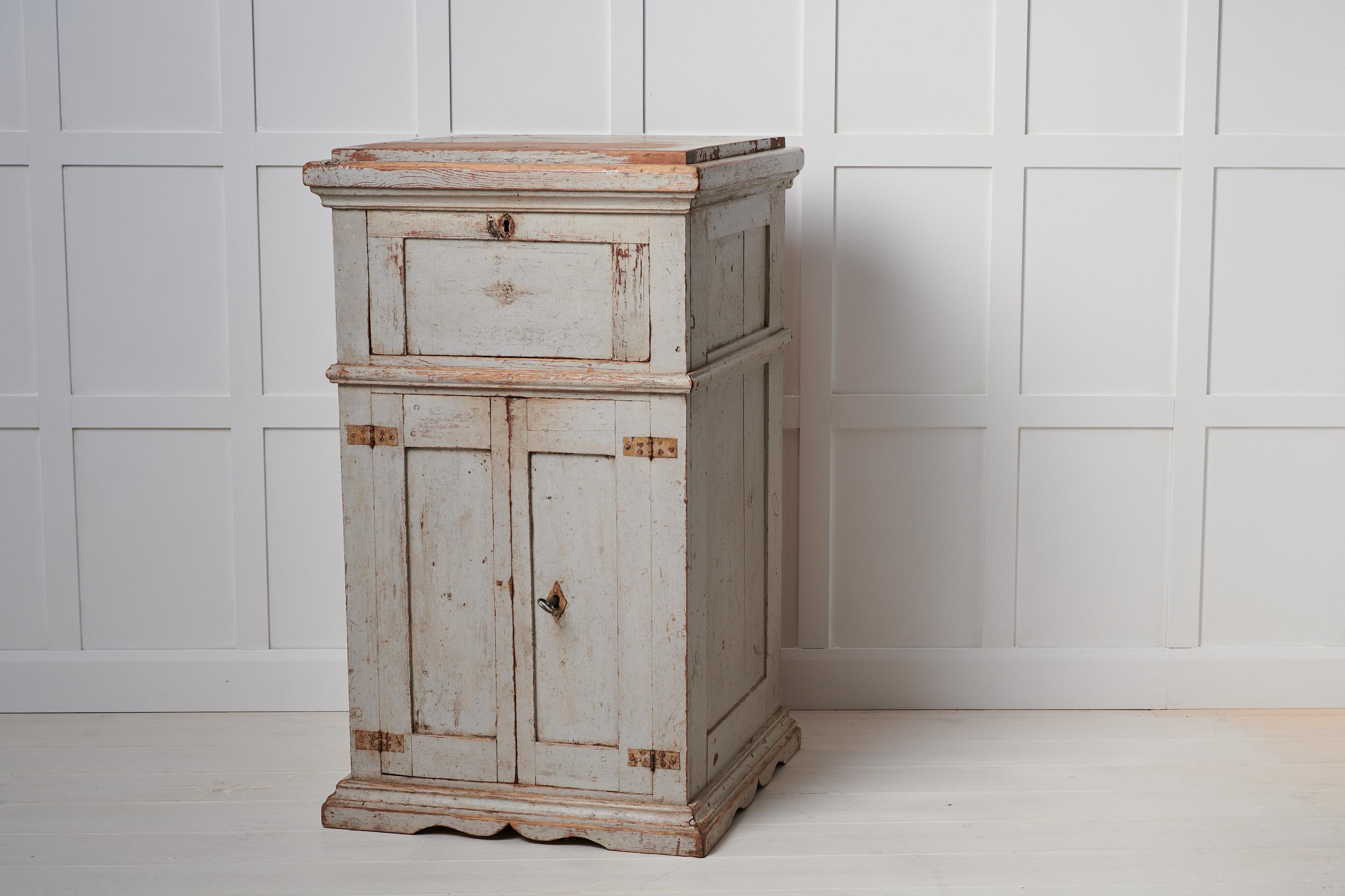 Pine Antique Swedish Tall and Narrow Original Sideboard For Sale