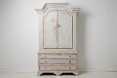 Antique Swedish Tall White Folk Art Pine Cabinet
