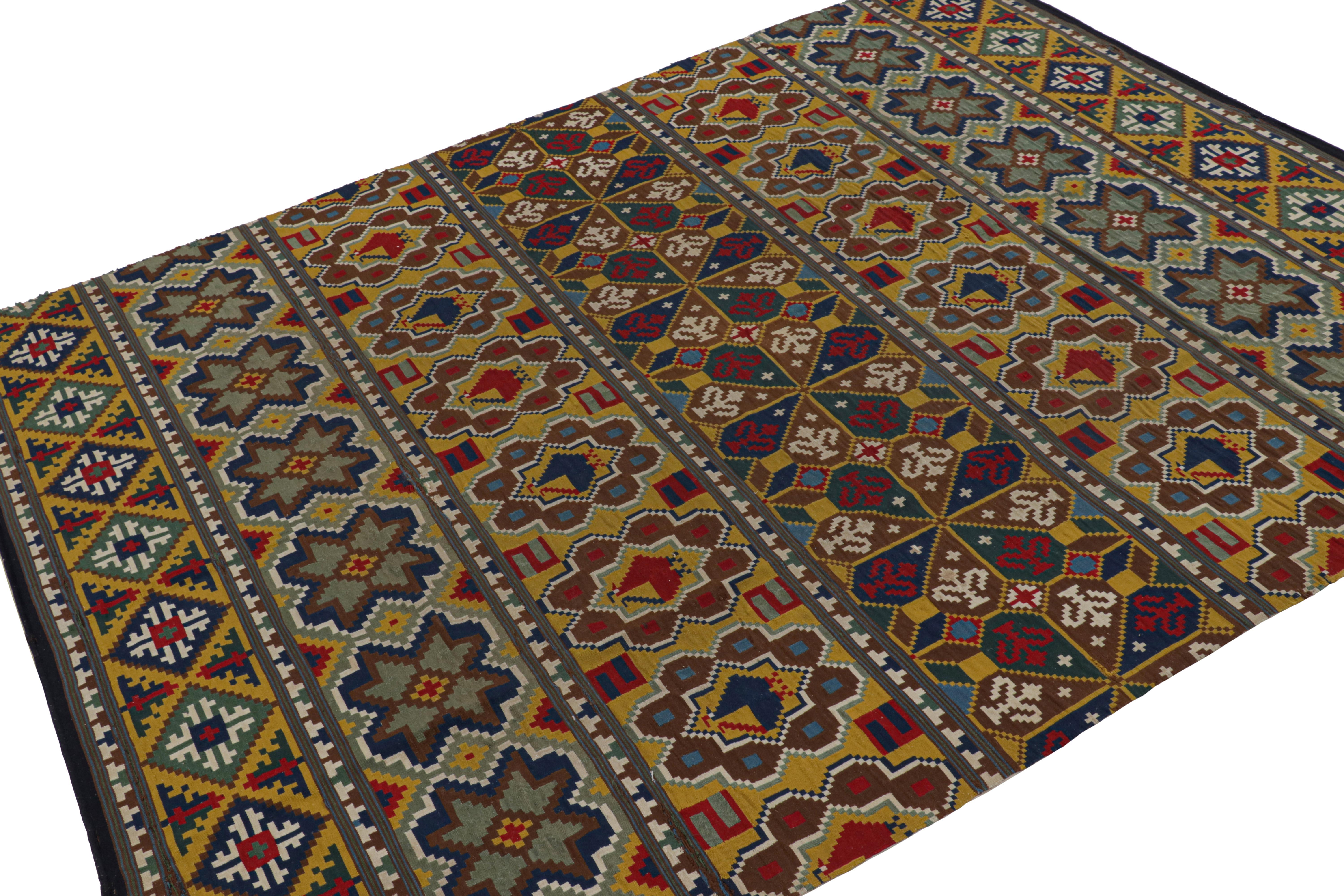 Hand-Woven Antique Swedish Textile with Polychromatic Patterns & Pictorial from Rug & Kilim For Sale