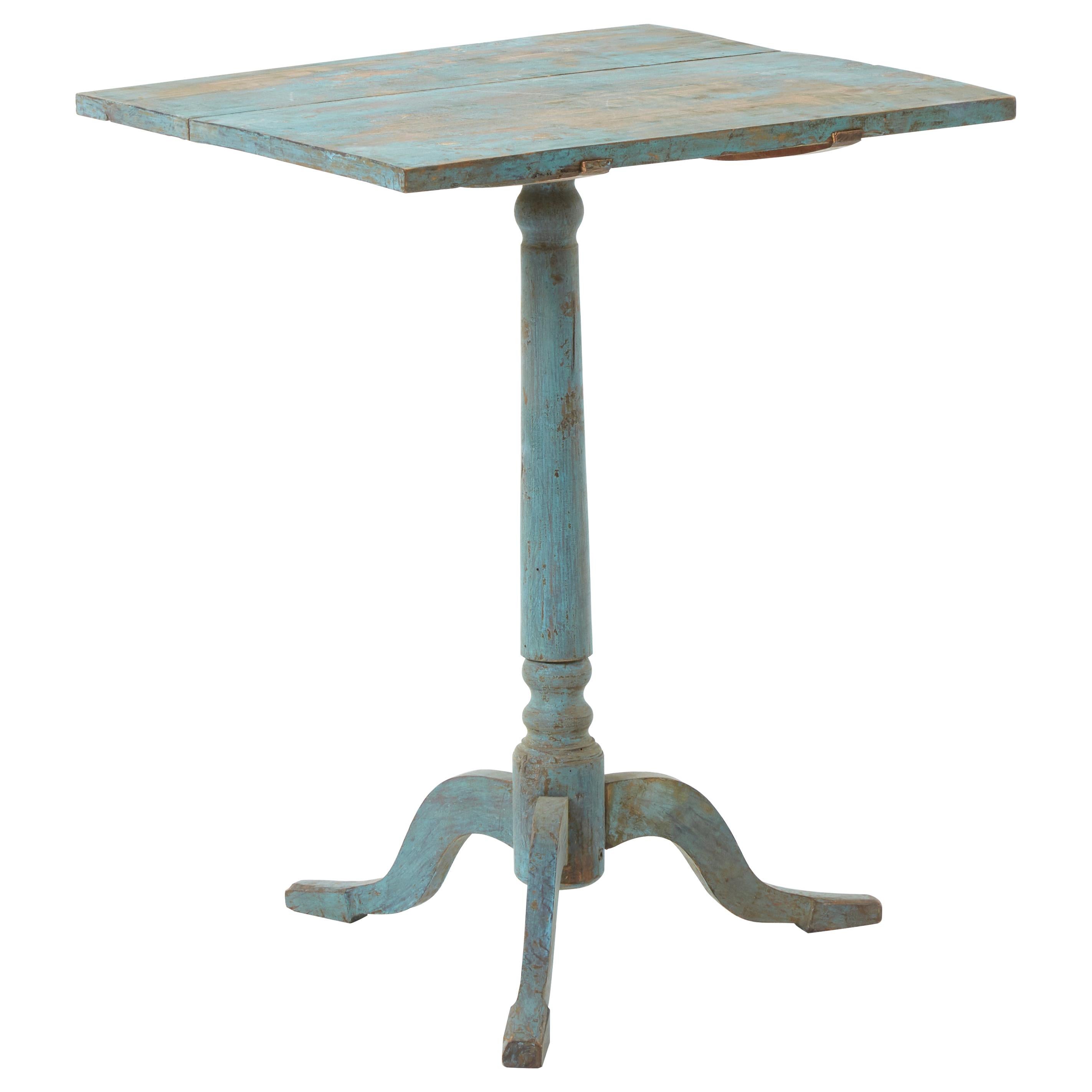Antique Swedish Tilt-Top Table in Dalarna Blue, circa  1830 For Sale