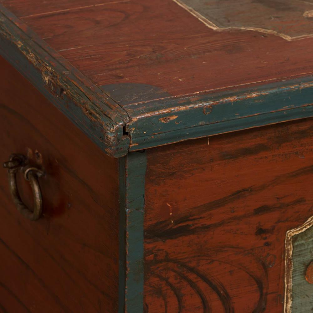 Antique Swedish Trunk with Original Paint 1