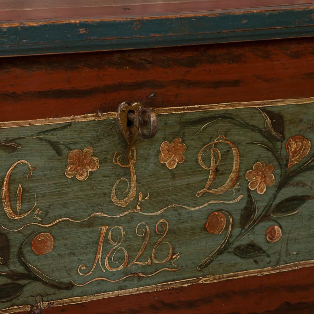 Antique Swedish Trunk with Original Paint 2