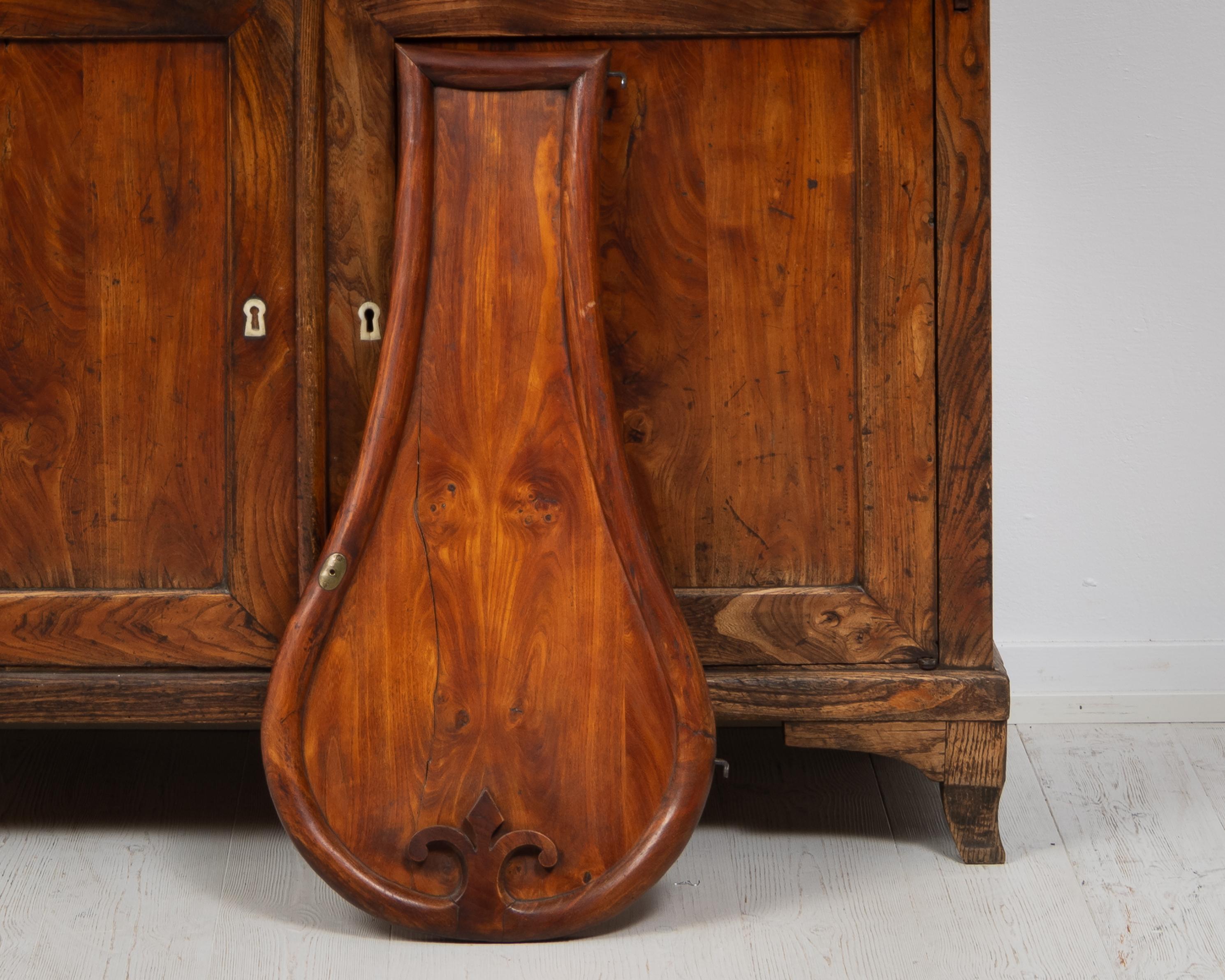 Antique Original Clock Cabinet from Sweden, Hand-Crafted Untouched Veneered Elm For Sale 3