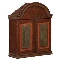 antique wall cabinet Antique Swedish Wall Cabinet with Original Red Paint