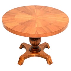 Mesa de centro antigua sueca de nogal y abedul satinado