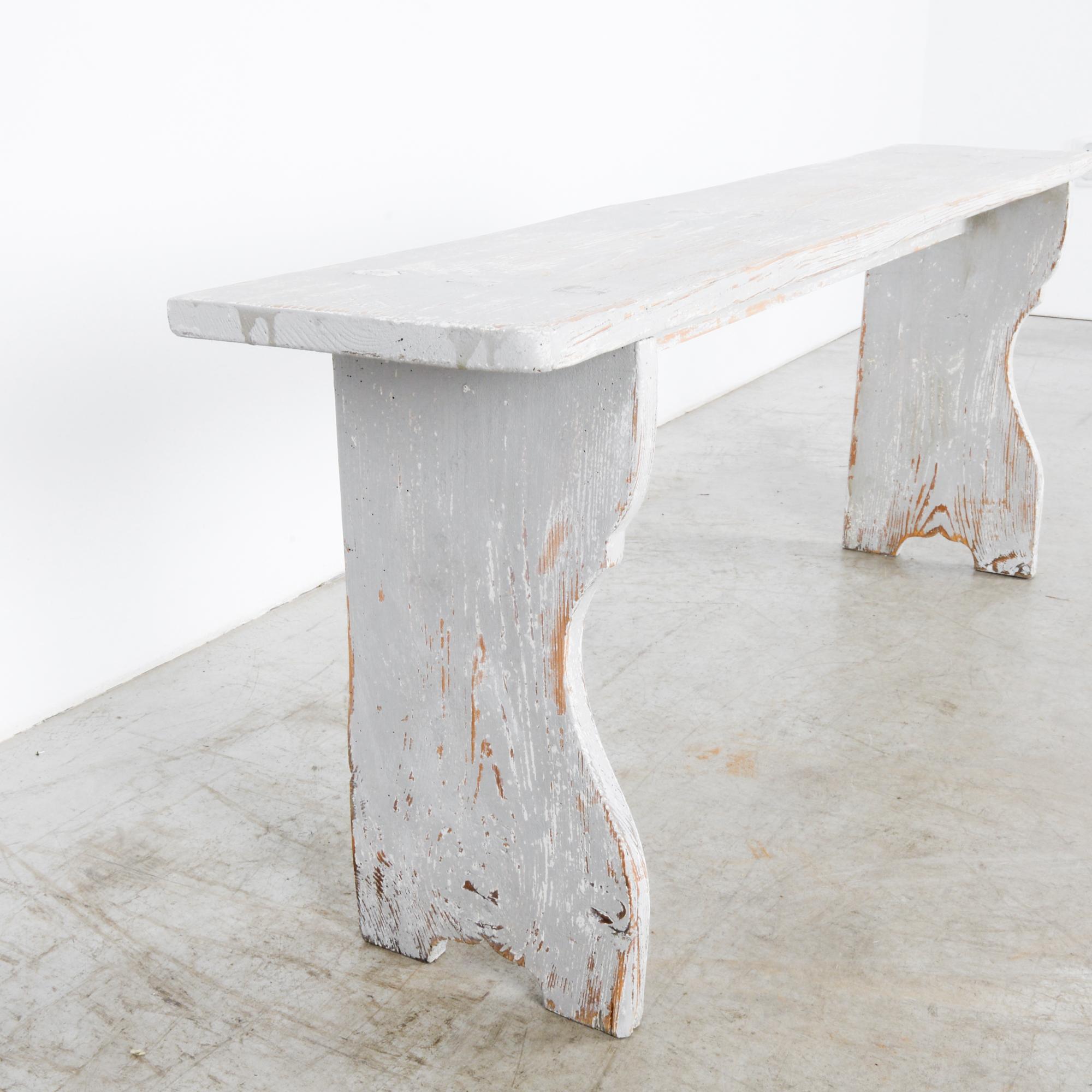 20th Century Antique Swedish White Painted Bench