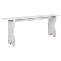 Antique Swedish White Painted Bench