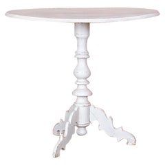 Antique Swedish White Painted Oval Tea or Side Table