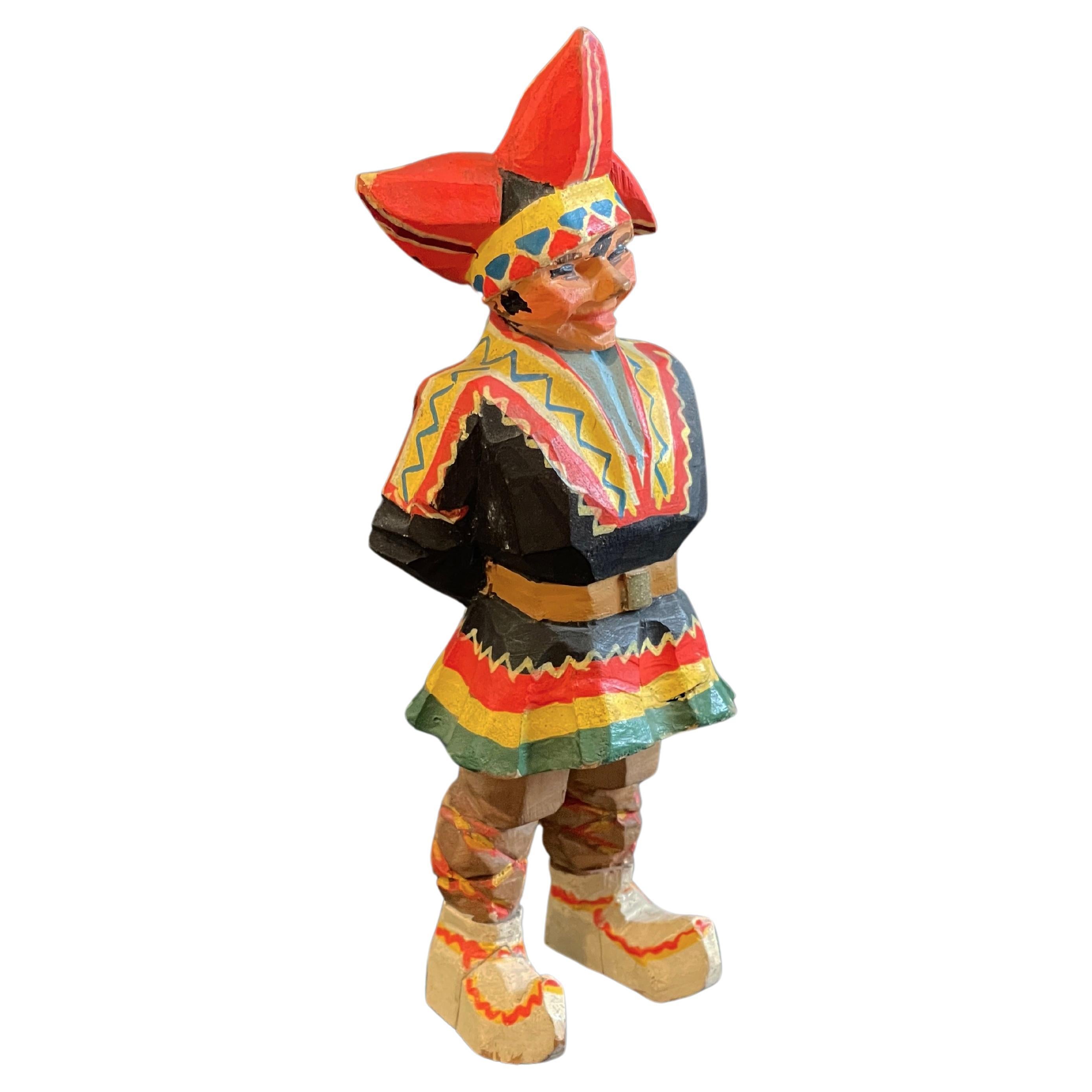Antigua escultura sami sueca tallada en madera al estilo de Torborg Lindberg-Karlsson