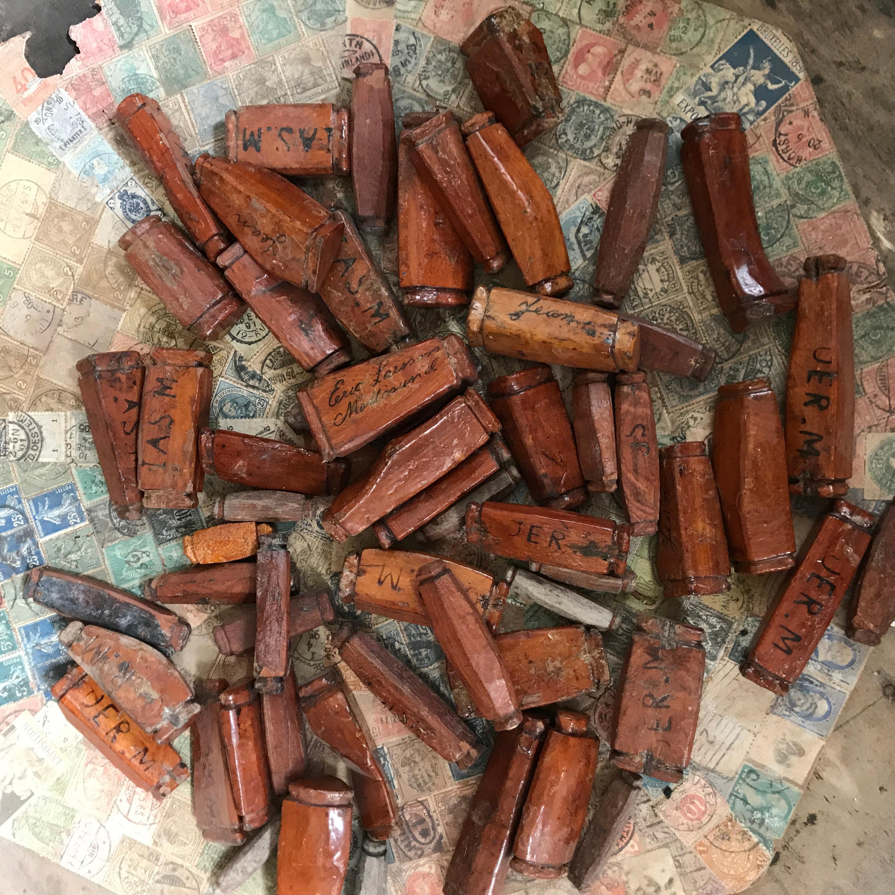 Antique Swedish Wood Fishing Net Float Identification Tags In Good Condition For Sale In Antwerp, BE