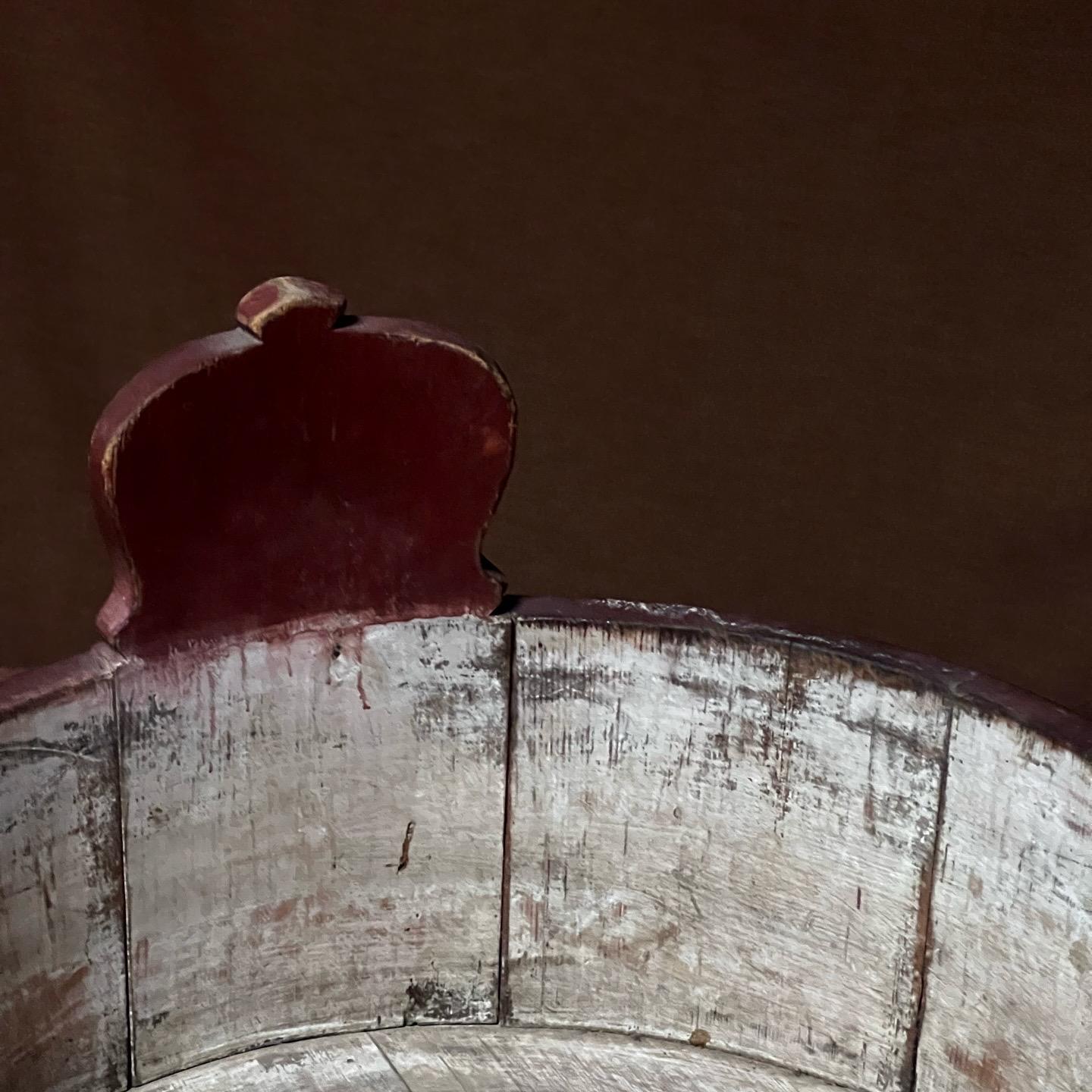 Antiguo barril de madera sueco 1800 Artesanía popular hecha a mano gran estado Arte popular en venta