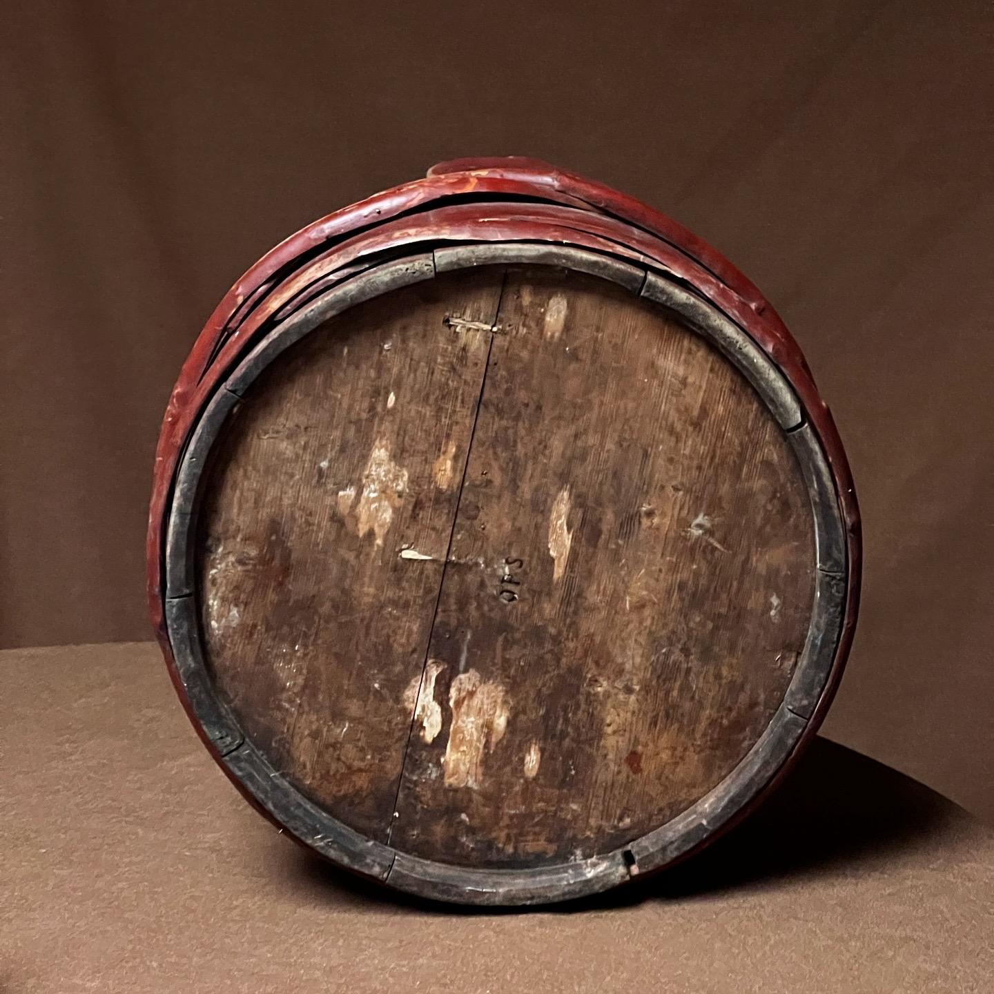 Antiguo barril de madera sueco 1800 Artesanía popular hecha a mano gran estado en Bueno estado para la venta en Forest, BE