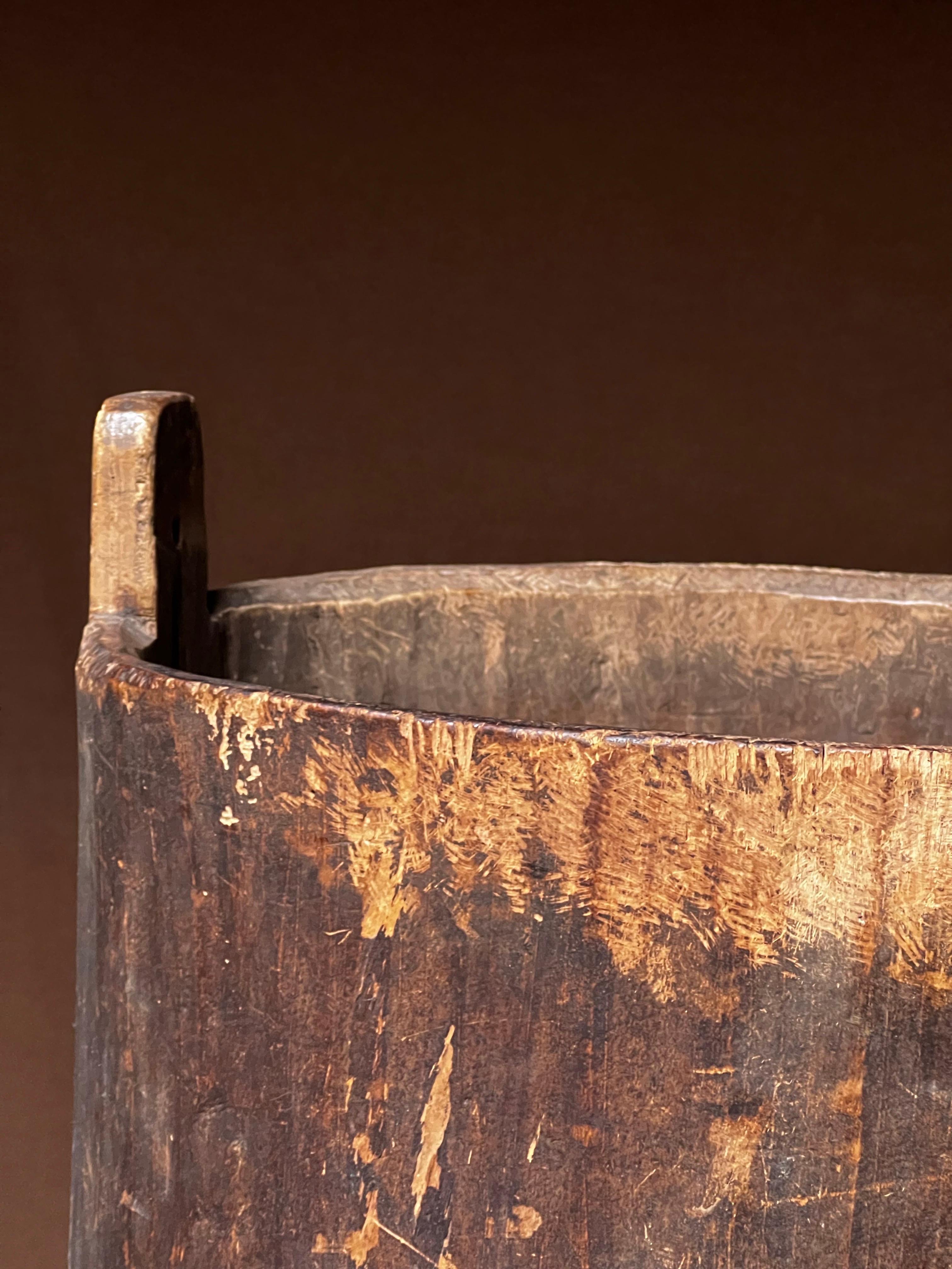 Antiguo barril sueco de madera de principios de 1800 Hecho a mano Artesanía popular gran estado en venta 10