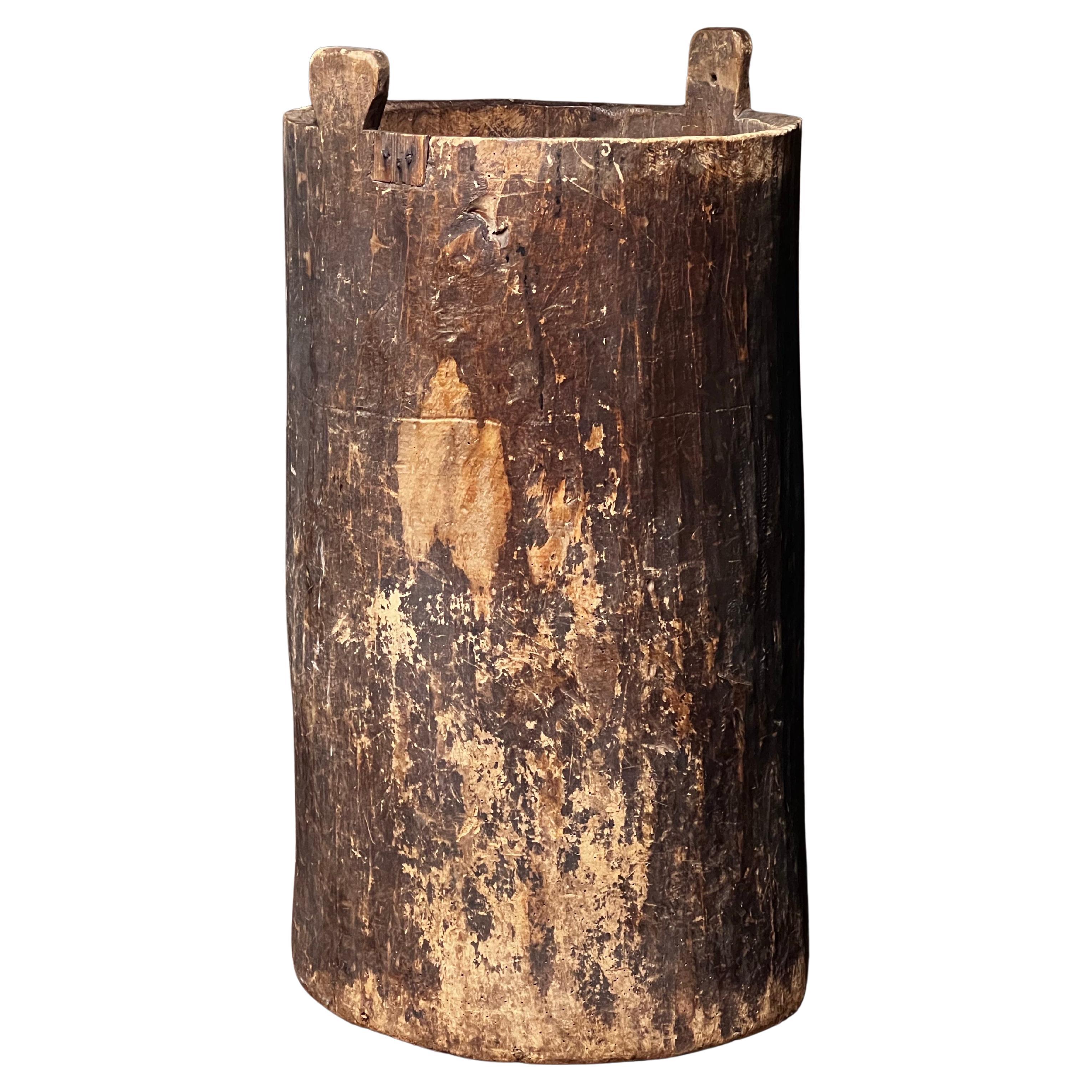 Antiguo barril sueco de madera de principios de 1800 Hecho a mano Artesanía popular gran estado en venta