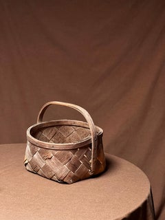 Antico cesto svedese in legno del 1800 fatto a mano Nature colore naturale