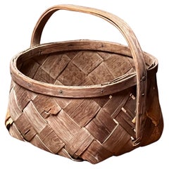 Panier suédois antique en bois 1800's Handmade Folk Craft natural color