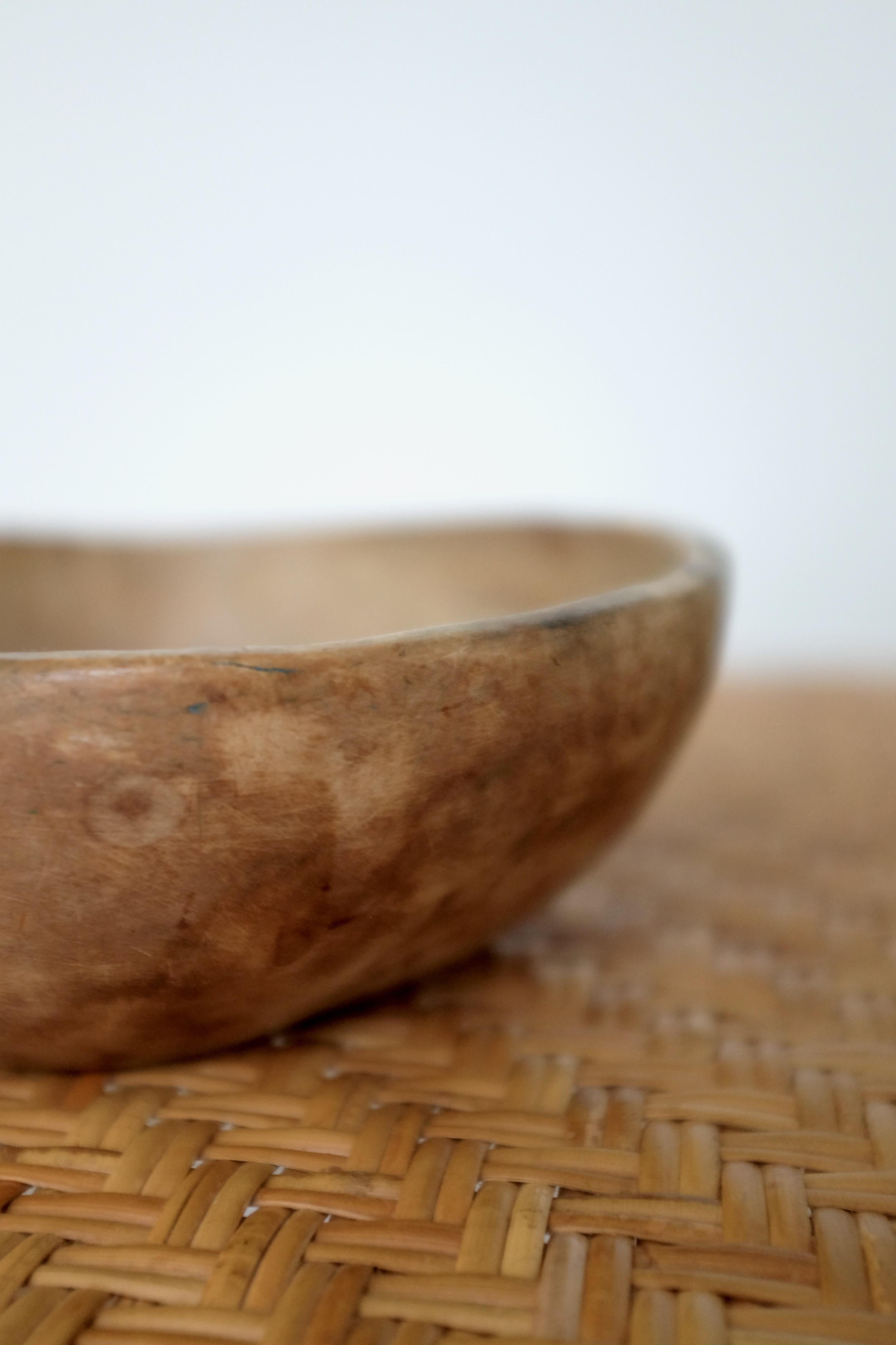 Rustic Antique Swedish Wooden Bowl from 1887