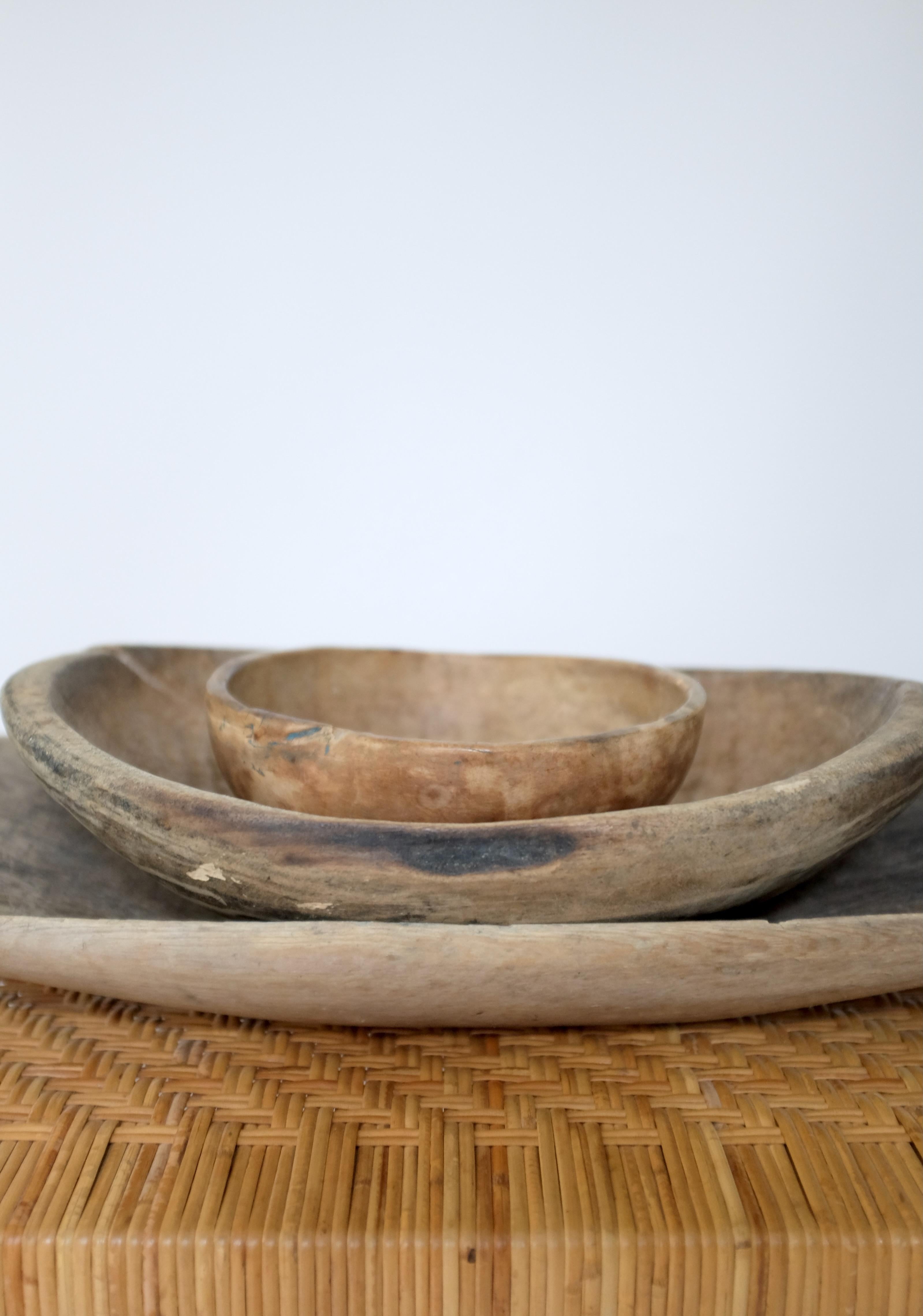 Antique Swedish Wooden Bowl from 1887 In Good Condition In Brooklyn, NY