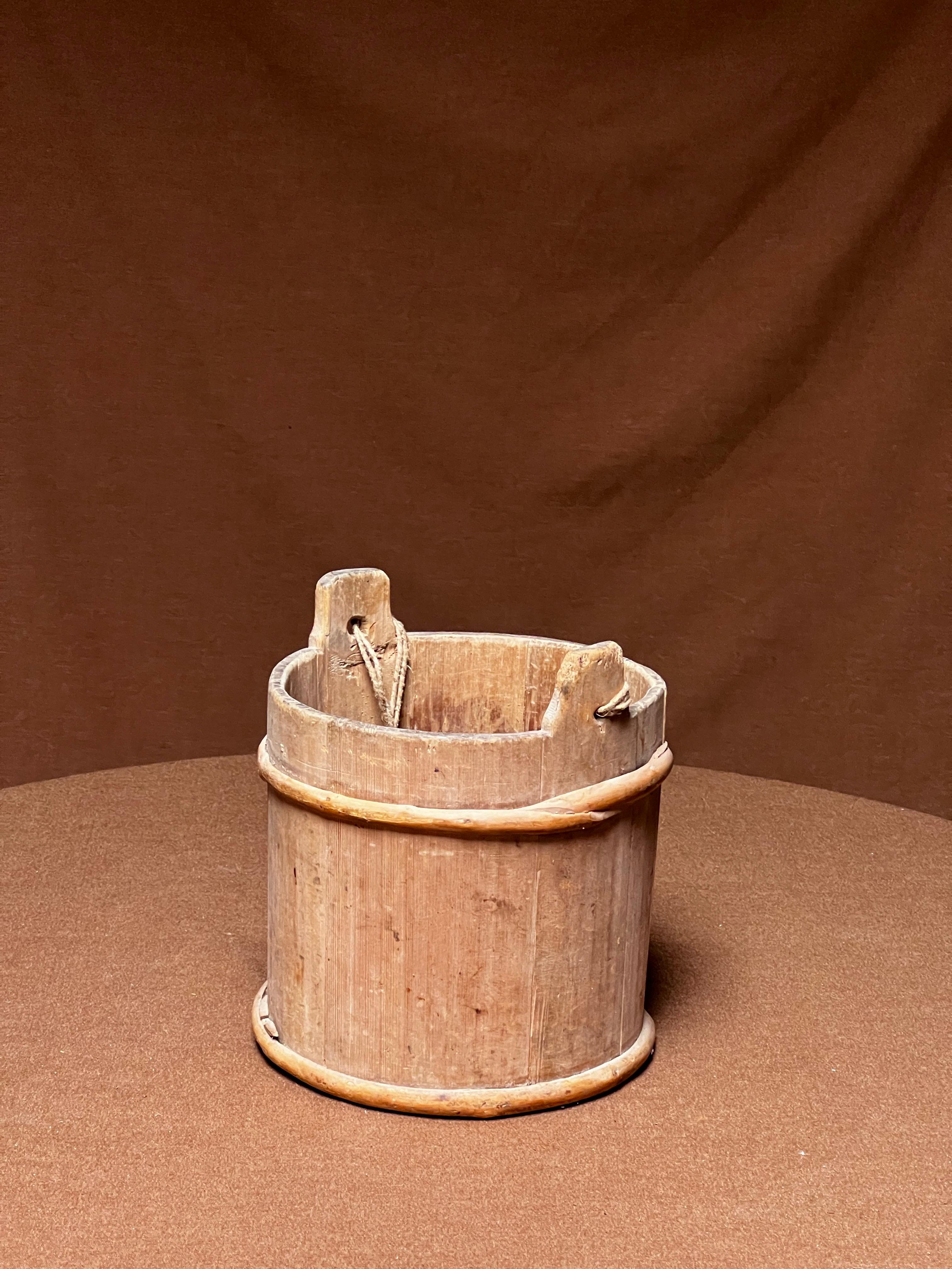 Antiker schwedischer Holzeimer 1800er Jahre  Naturholz Handmade Folk Craft (Schwedisch)