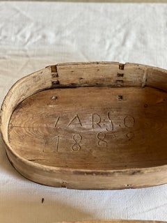 Antique Swedish Wooden butter st1orage box 1800's Handmade Folk Craft