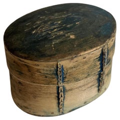 Antigua caja sueca de madera para guardar mantequilla Artesanía popular hecha a mano de 1800