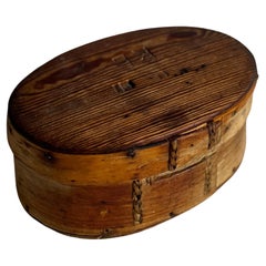Antike schwedische Butterdose aus Holz 1800er Jahre Handmade Folk Craft