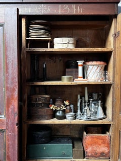 Antike schwedische Holzküche Schrank 1846 Handmade Folk Craft großen Zustand