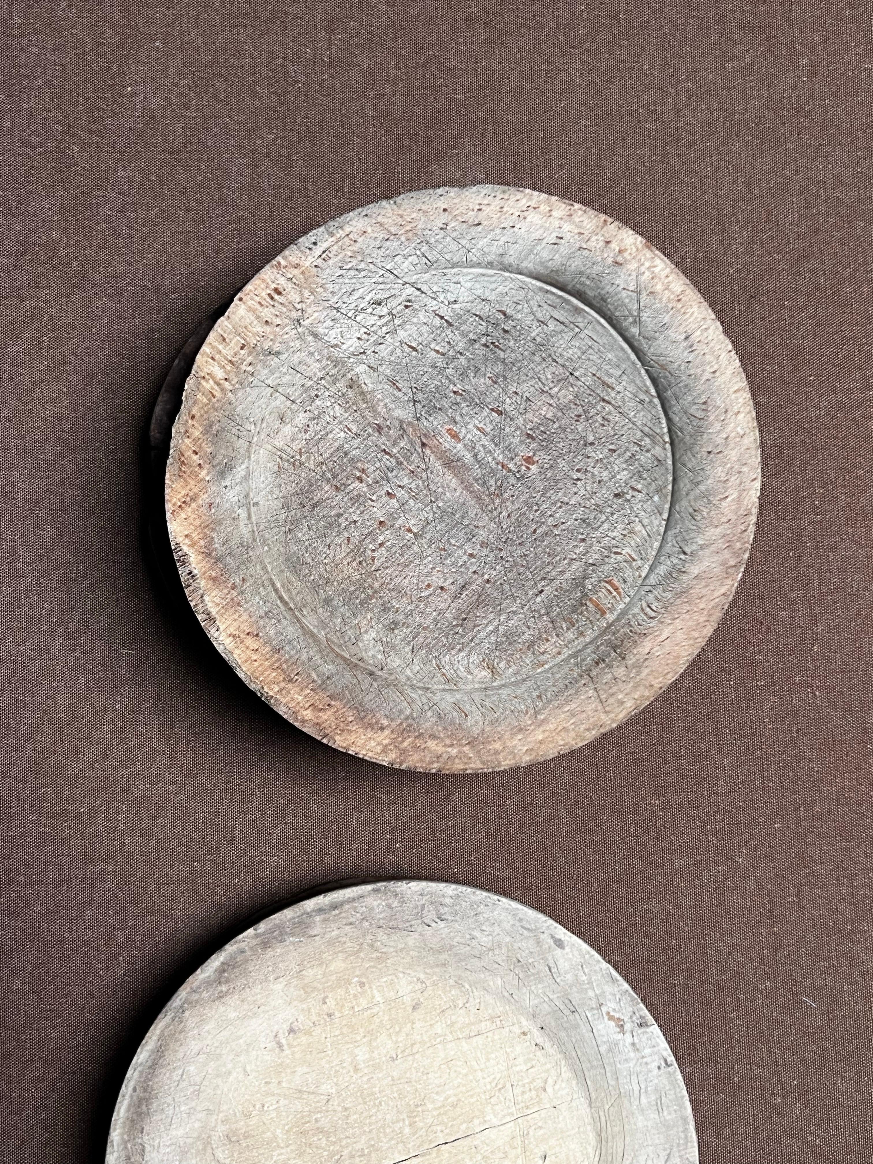 Antique Swedish Wooden plates 1800's Handmade Folk Craft great series For Sale 7