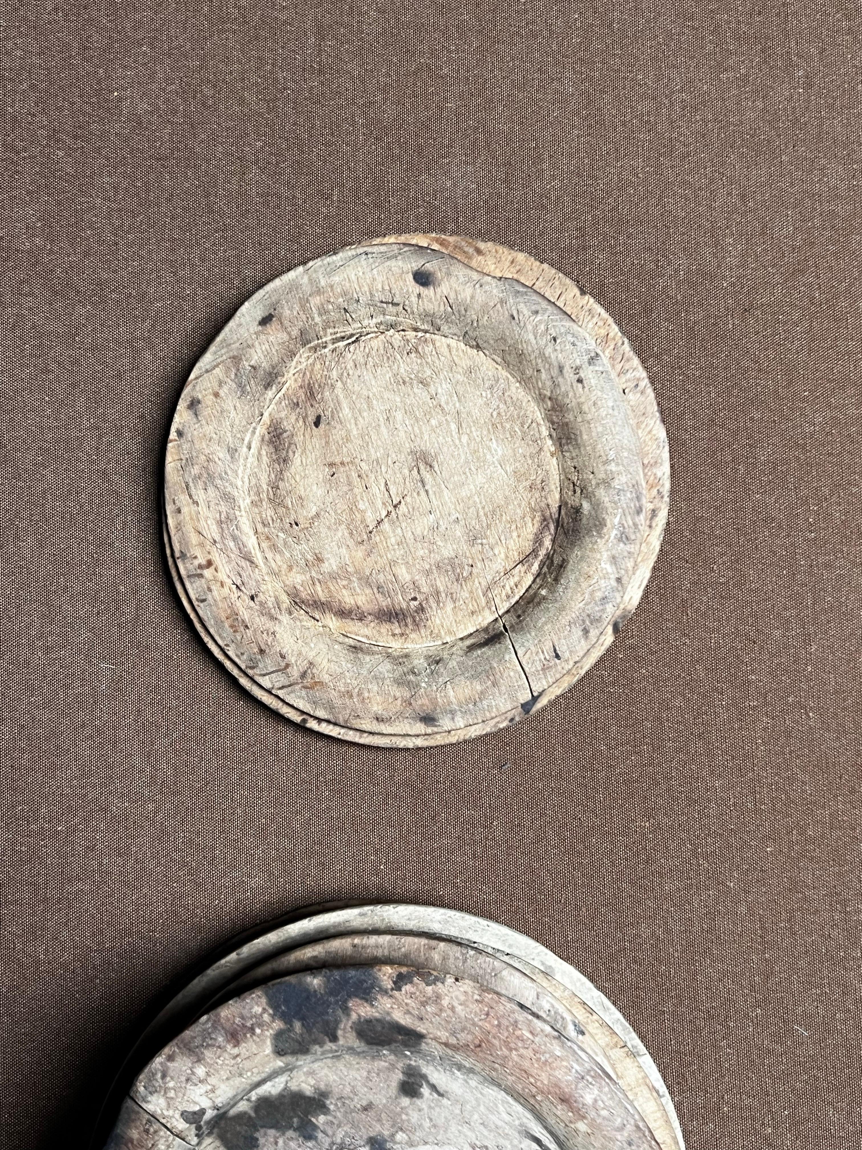 Antique Swedish Wooden plates 1800's Handmade Folk Craft great series For Sale 11