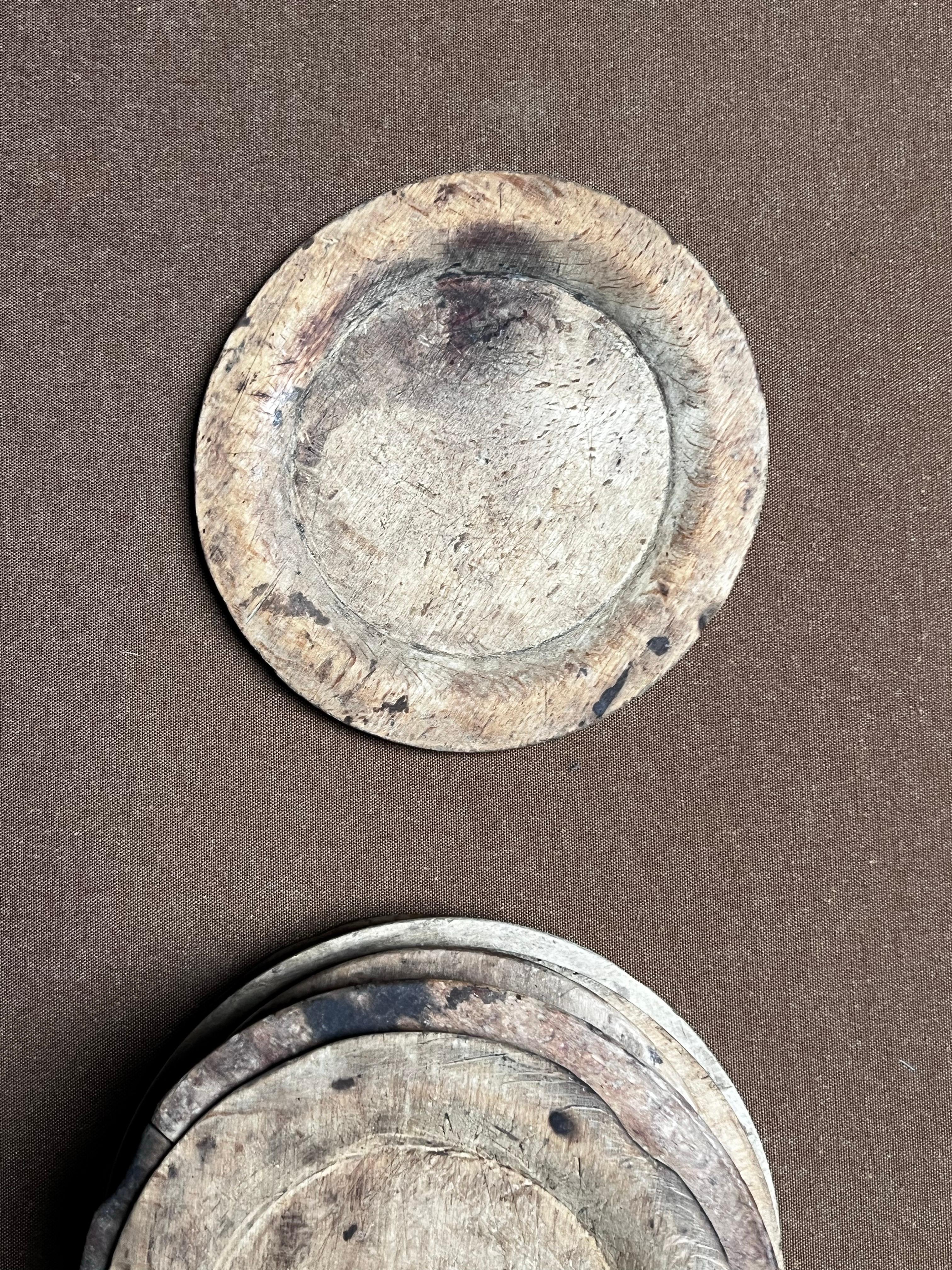 Antique Swedish Wooden plates 1800's Handmade Folk Craft great series For Sale 12