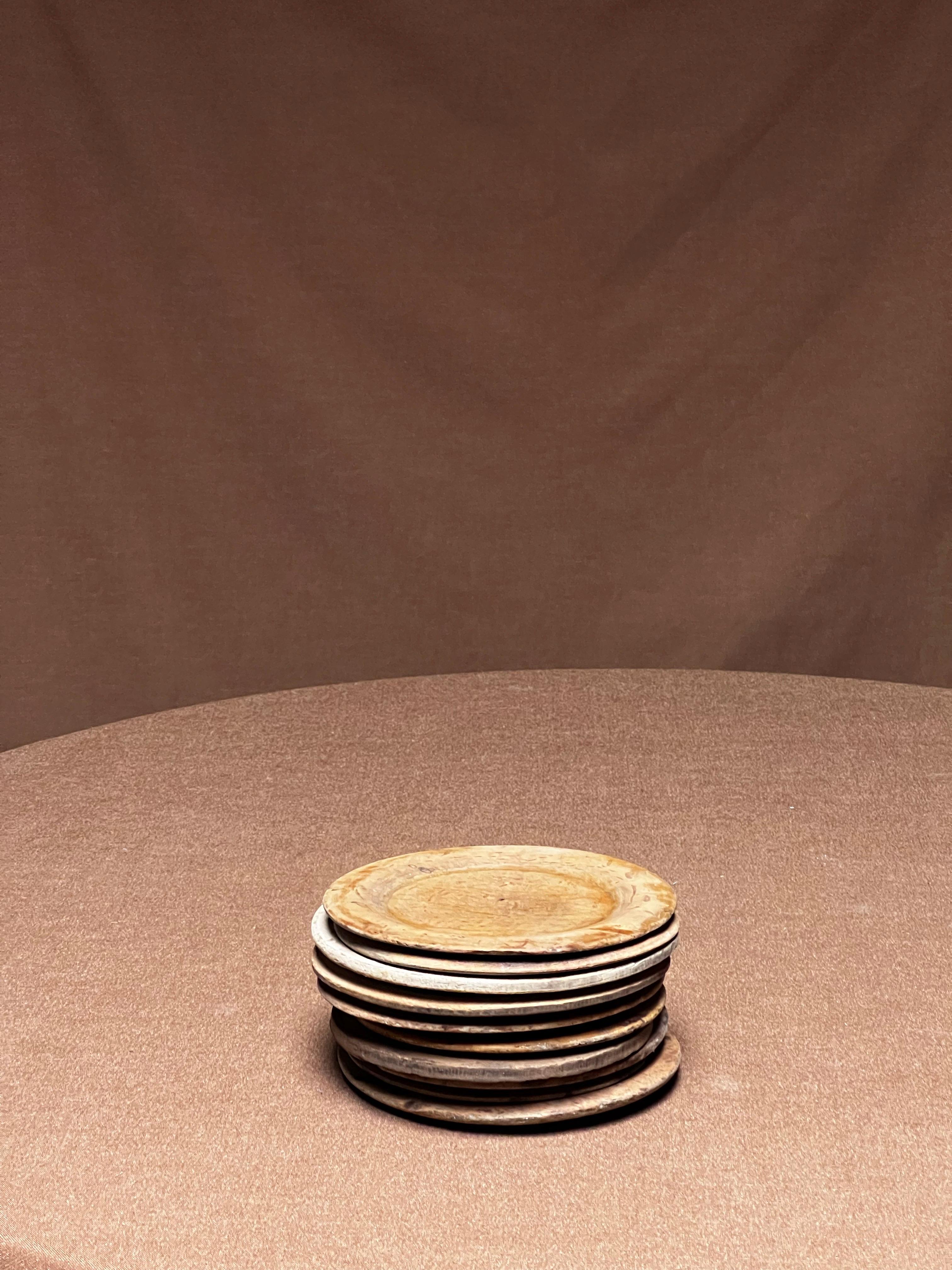 19th Century Antique Swedish Wooden plates 1800's Handmade Folk Craft great series For Sale