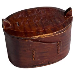 Sueco antiguo  Caja de almacenaje de madera 1865 Artesanía popular hecha a mano
