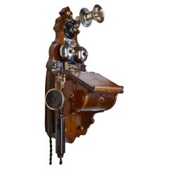 Antique Swedish Wooden Wall Telephone L.M. Ericsson model 305 Crank Magneto 1918