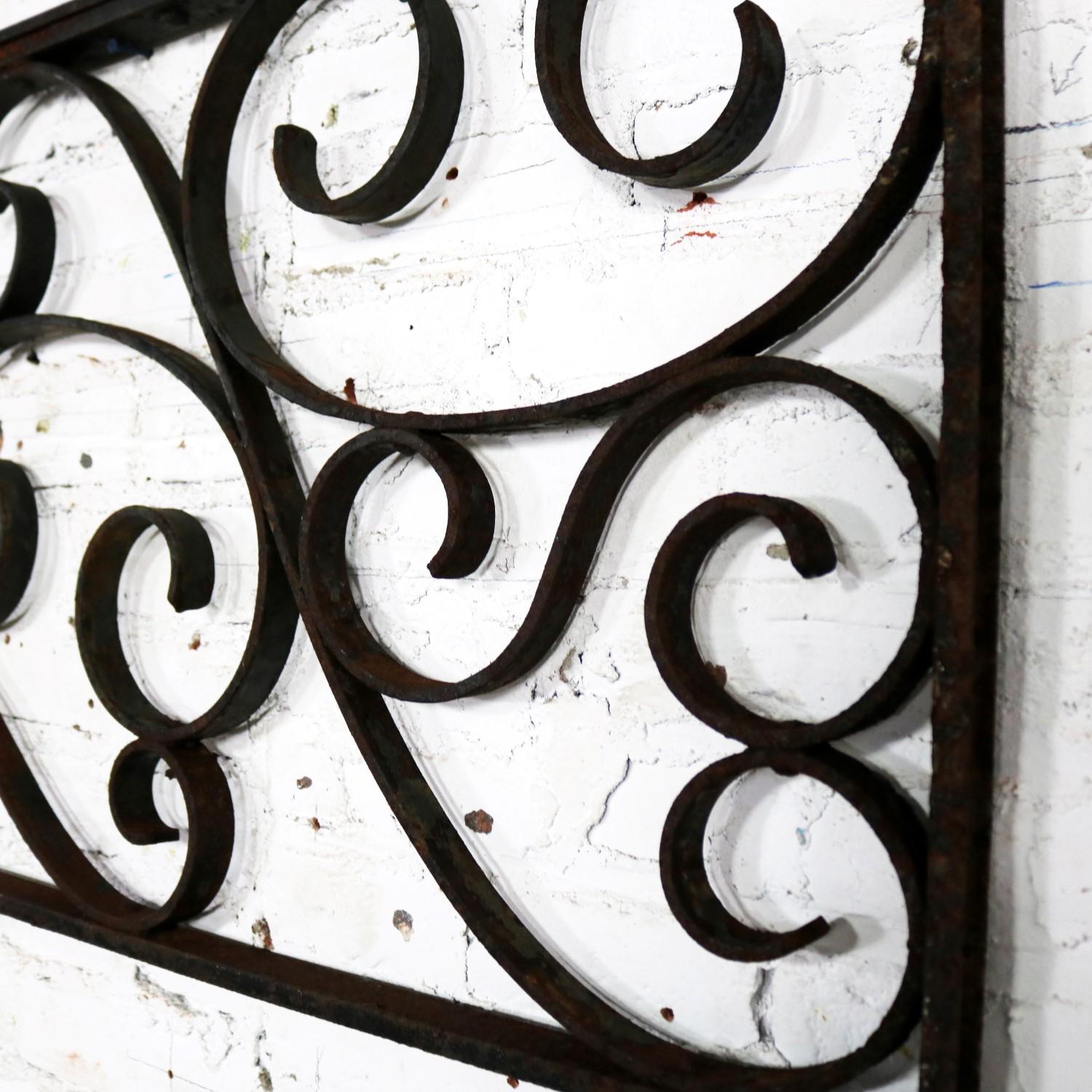 Antique Swirled Design Wrought Iron Railing Piece Trellis or Fence Section For Sale 5