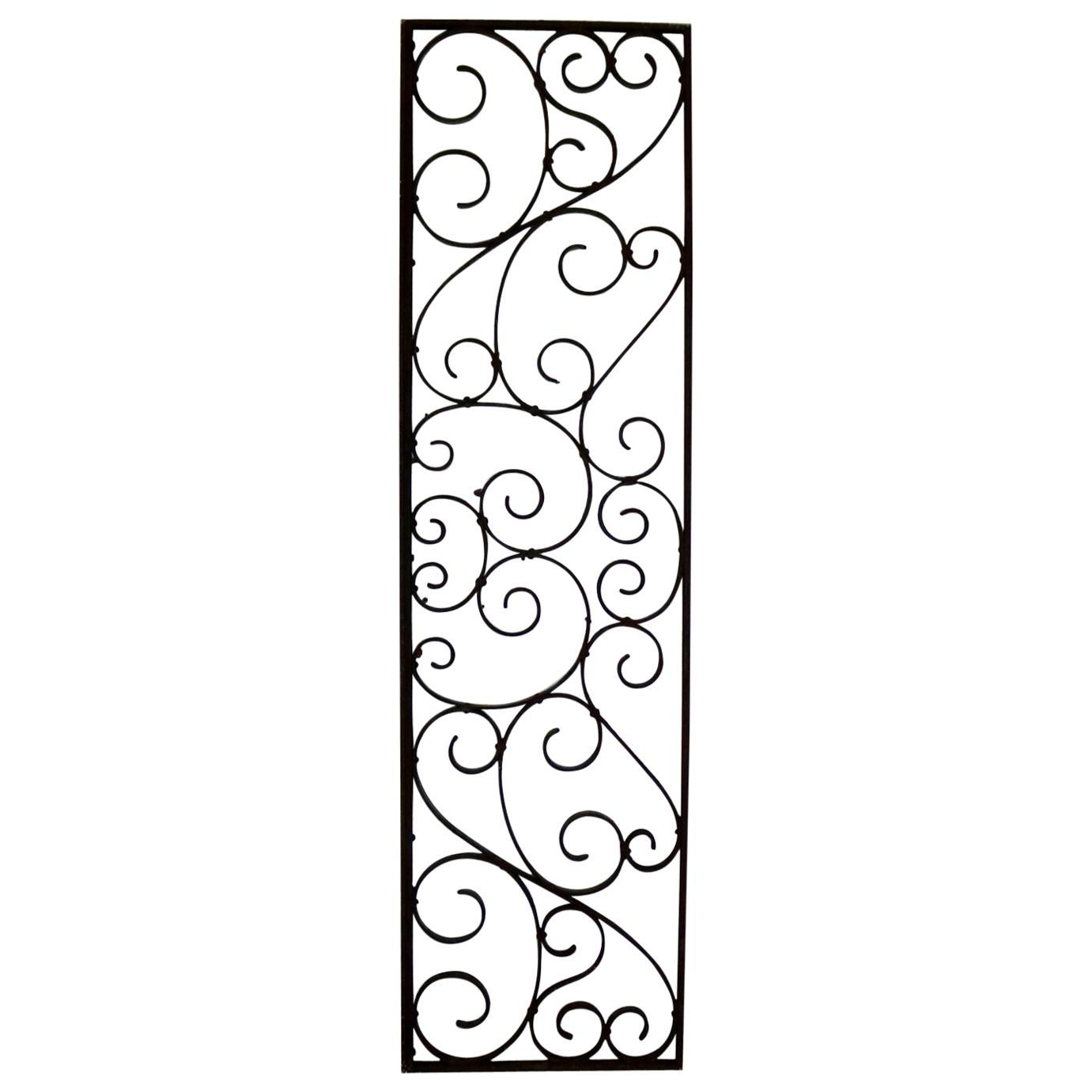 Antique Swirled Design Wrought Iron Railing Piece Trellis or Fence Section For Sale