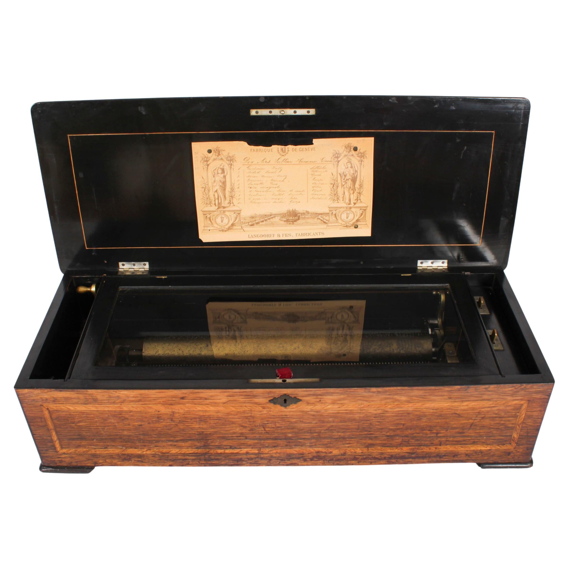 Antique Swiss 10 Air Musical Box Langdorff & Fils 19th Century For Sale