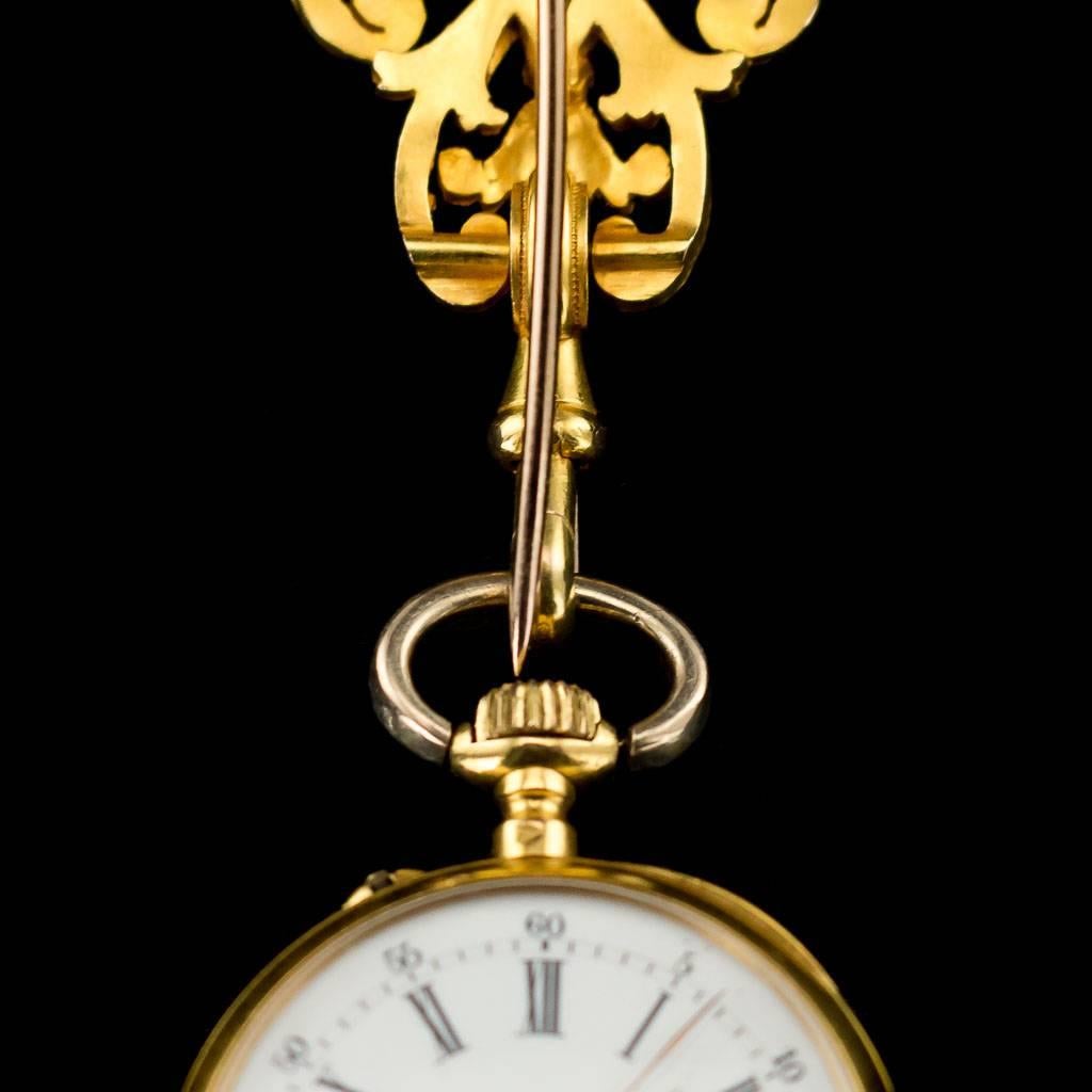 Antique Swiss 18-Karat Gold, Diamond and Garnet-Set Watch Chatelaine, circa 1870 3
